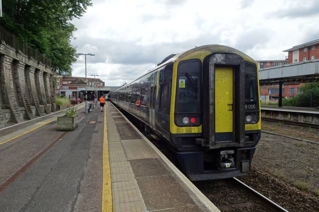 A South Western Railway Class 159 service calls at platform 2, Exeter Central, forming the 12:20 London Waterloo to Exeter St Davids (1L33), worked by units 159103 and 159016. Photo: © DS Pugh