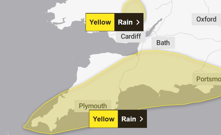 Yellow Weather Warning for Exeter: heavy rain brings flood and travel ...
