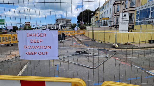 Sands Road in Paignton has been closed. Image: Guy Henderson