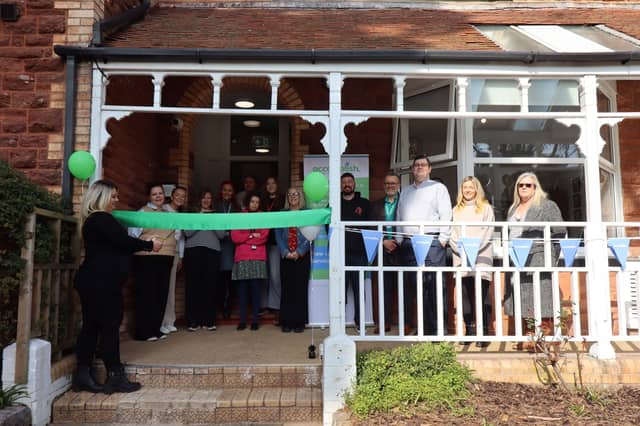 Mayor Hannah Stevens cuts the opening ribbon at Monterey View