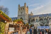 Exeter Cathedral Christmas Market surrounds the iconic 12th-century cathedral