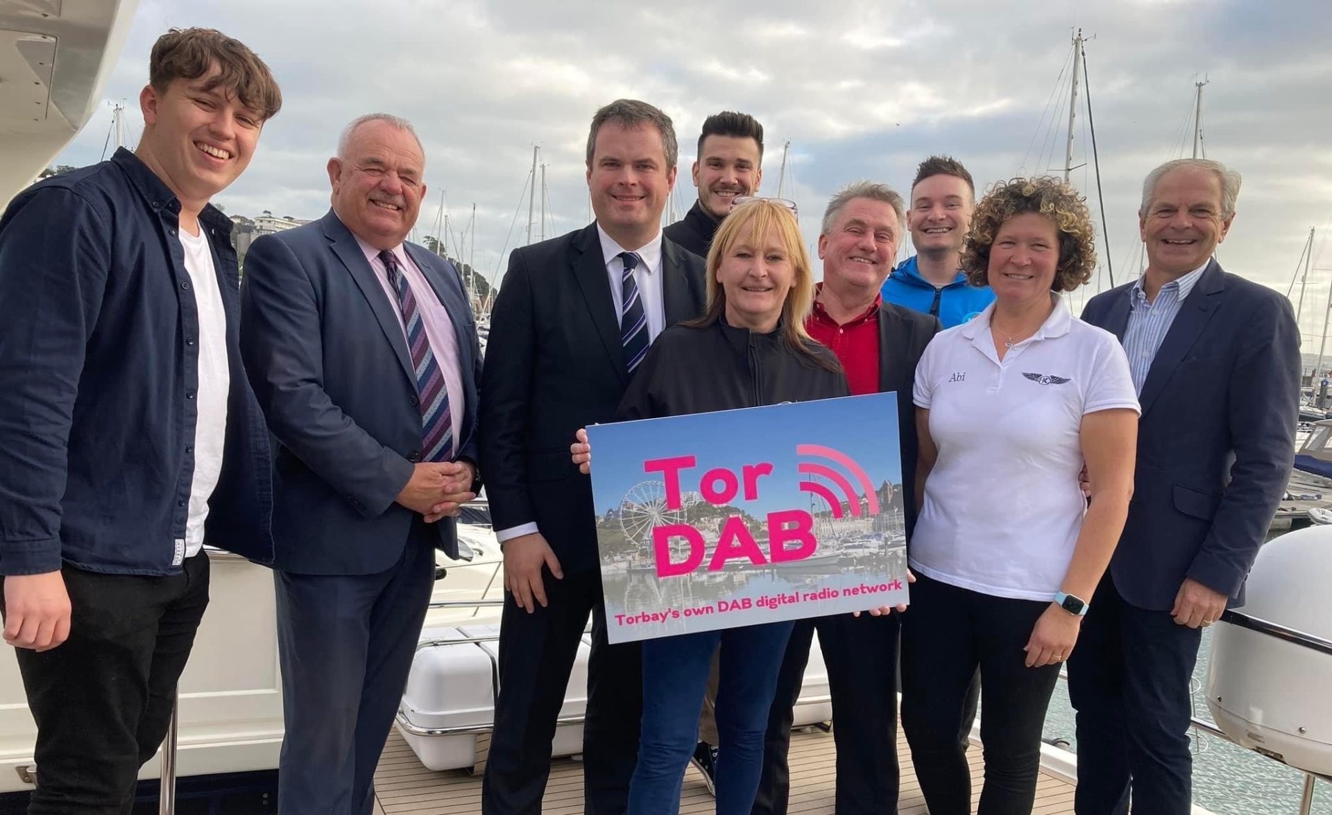 TorDab is launched in the ideal setting of a yacht in Torquay marina courtesy of Nic Coulborn and Torquay Watersports team jpg