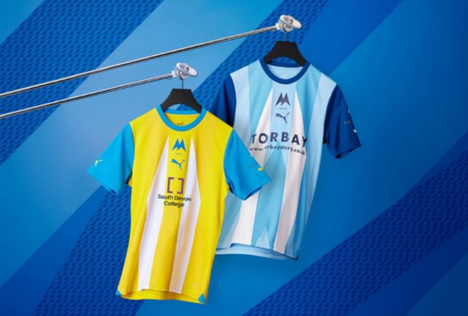 Torquay United's new home and away shirts