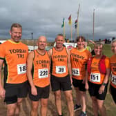 Howie Brugge, Simon Johnson, jerry Hocking, Hannah Davies, Chantelle lane and Ellie Turvey at the Dawlish dash 