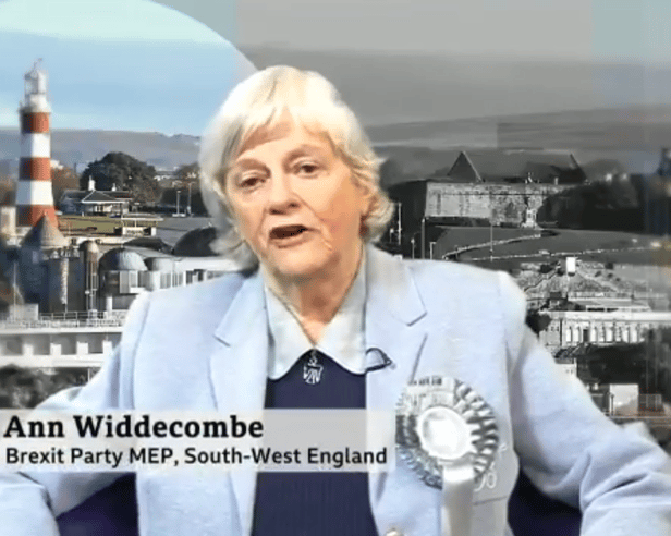 Ann Widdecombe speaking on the BBC's Victoria Derbyshire show Image from BBC clip from a video shared on Twitter
