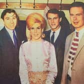 Dusty Springfield pictured at Torquay Town Hall with brother Tom, Lionel Digby, Mac Johns and Tim Field