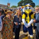 Torbay Fair Play Day with Cllr Nick Bye, mayor Hazel Foster, Cllr Jackie Thomas, Gilbert the Gull and Cllr Dave Thomas