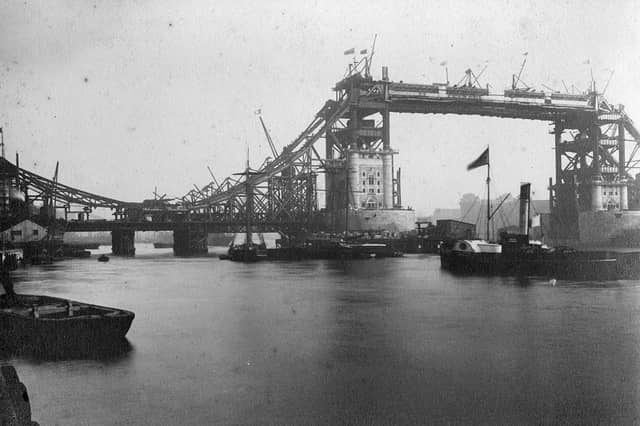 Tower Bridge under construction in 1892. Henry Marc Brunel was Assistant Engineer on the project, working alongside Sir John Wolfe Barry.