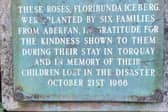 The Aberfan Memorial Plaque at Torre Abbey Gardens
