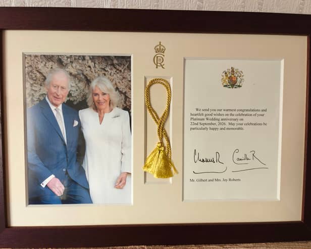The couple received congratulations from King Charles and Queen Camilla on their 70th anniversary