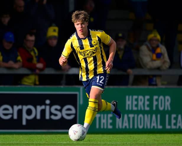 Harry Shield in action for Torquay United