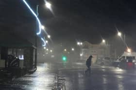 Pictures of Storm Éowyn in 2025 taken on the promenade at Penzance. It was a powerful and record-breaking extratropical cyclone which hit Ireland, the Isle of Man and the United Kingdom