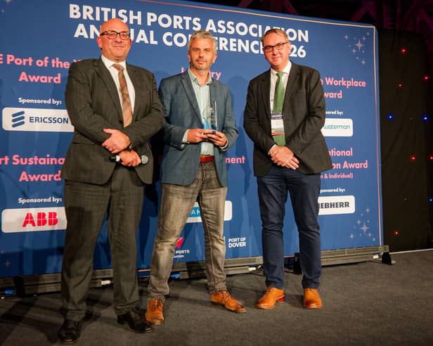 Dart Harbour Master and CEO Paul Britton receiving the award 