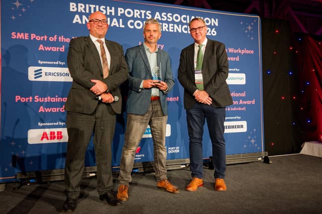 Dart Harbour Master and CEO Paul Britton receiving the award