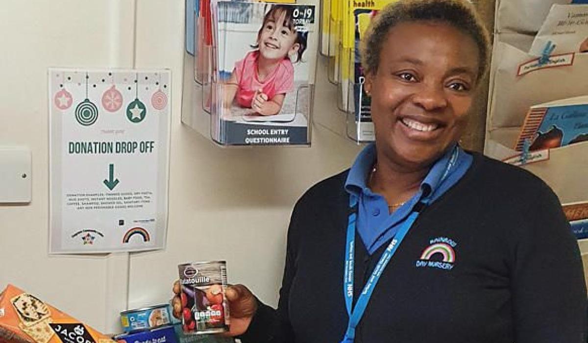 Hospital day nursery staff collecting donations for food banks Torbay