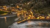 URBAN LINES CATEGORY WINNER Shaun Davey High Tide at Dusk in Lynmouth at Christmas EXMOOR NEW