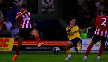 Jordan Young scores for Torquay United. Pic from PPAUK