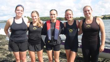 Dart Totnes Rowing Club winners of the Women's under 18 coxed fours at the South Coast Rowing Championships