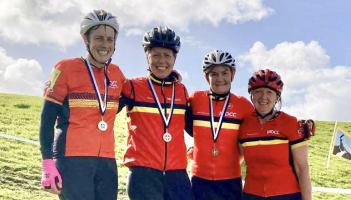 Mid-Devon CC Veteran Women's squad at Redruth (Cathy Kilburn, Jackie Shute, Jo Pope, Nicky Quant) at Redruth
