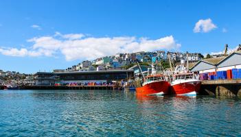 Brixham fish market and harbour.