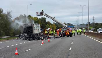 Newton Abbot firefighters battle large lorry fire on M5 near Exeter