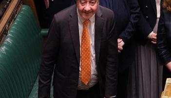 Steve Darling in the Commons with guide dog Jennie. Pic House of Commons Creative