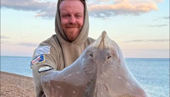 Chris Wagstaff with a Small Eyed Ray