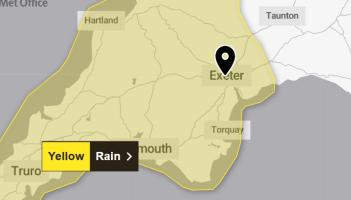 Yellow weather warning issued for Exeter as heavy rain raises flood risk this weekend