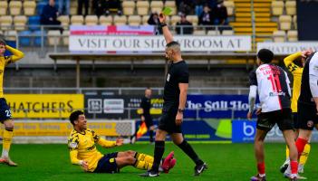 Louis Dennis booked for diving. Pic from PPAUK