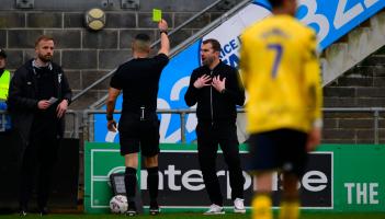 Paul Wotton booked for protesting decision. Pic from PPAUK