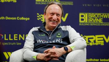 Neil Warnock facing the press at Plainmoor. Pic from PPAUK