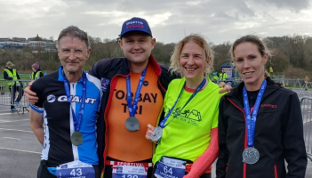 Andrew Kilner, Ben Flower, Cassandra Pressling and Debbie Burman at the Donut Duathlon at Clennon Valley