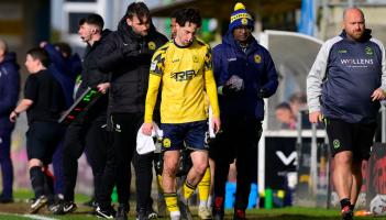 Jordan Young's broken nose v Horsham. Pic from PPAUK