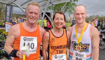 Peter Hayward, Cathy Parkinson and Steve Donnelly at the Fast Friday 10k in Exeter