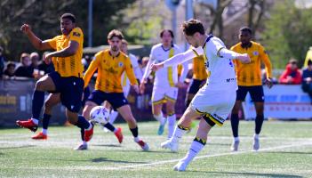 Jordan Young scores at Slough. Pic from PPAUK
