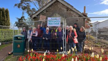 Protesters at the Furzeham toilet block in Brixham Image Guy Henderson