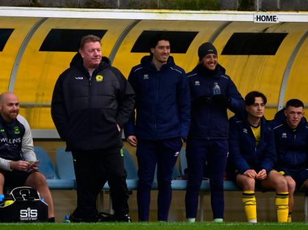 Ronnie Jepson on the bench at Plainmoor