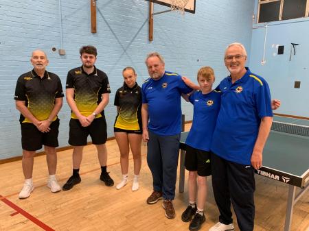 Steve Metcalfe, Jamie McGuire, Aleksandra Treder (Torbay Academy 5) Wayne Gilbert, Elliott Stobie, Brian Noades (Brixham Seals)