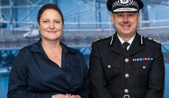 Crime Commissioner Alison Hernandez with Chief Constable James Vaughan.