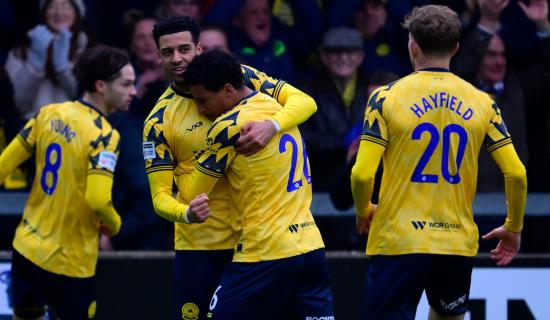 Plenty of celebrations for Louis Dennis and Jordan Young this season. Pic from PPAUK