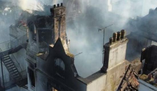 Sherwood Hotel blaze - the smouldering shell of the building Pictures Torquay fire service