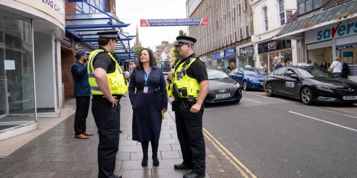 Alison Hernandez with police in Torquay