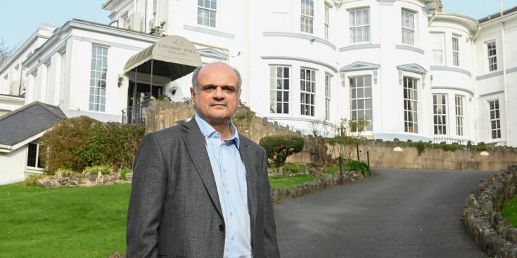 New owner Khalil Viraney outside  the Lincombe Hall Hotel Pic miraclePR.com