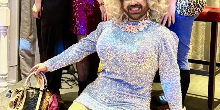 Roberta Calamari with the Totnes Fringe Festival directors at the Drag Bingo 