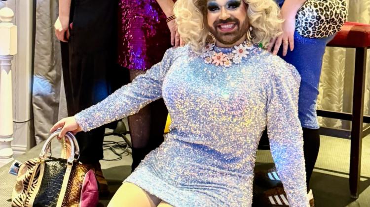 Roberta Calamari with the Totnes Fringe Festival directors at the Drag Bingo 