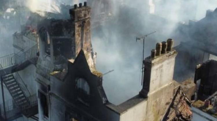 Sherwood Hotel blaze - the smouldering shell of the building Pictures Torquay fire service