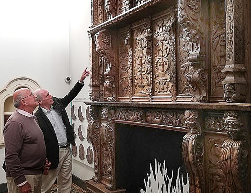 Geoff Randall and Ray Hill examine artefacts