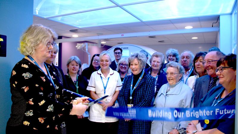 Kathryn Westaway, Chair of Torbay Hospital League of Friends, opens the CT suite