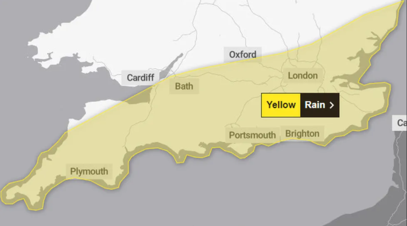 Met Office issues weather warning as rain batters south Devon 