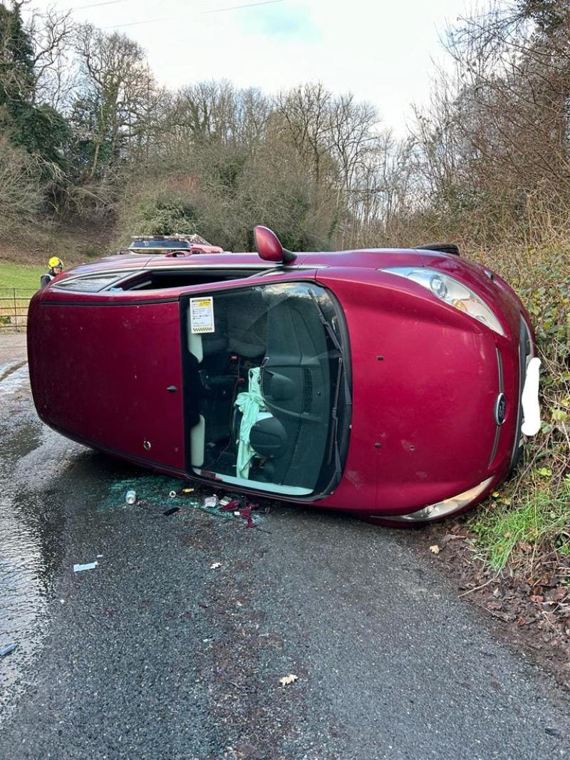 Car flips on icy road near Torquay